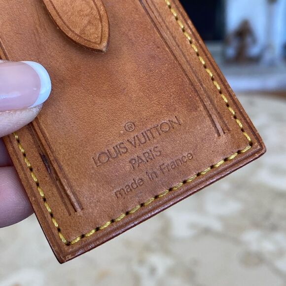 Vintage Louis Vuitton Vachetta Leather Luggage Tag & Poignet - Picture 5 of 8